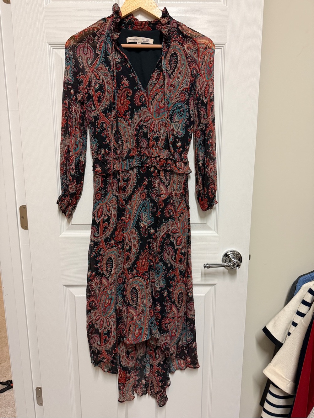 Banana Republic x Olivia Palermo Paisley Maxi Dress Boho Ruffle Sleeve - Petite